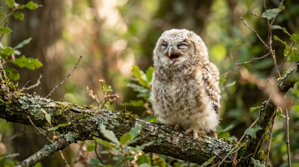 Cute Baby Owl Giggles