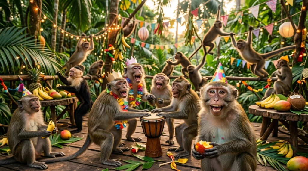 Energetic Monkey Party Smiles