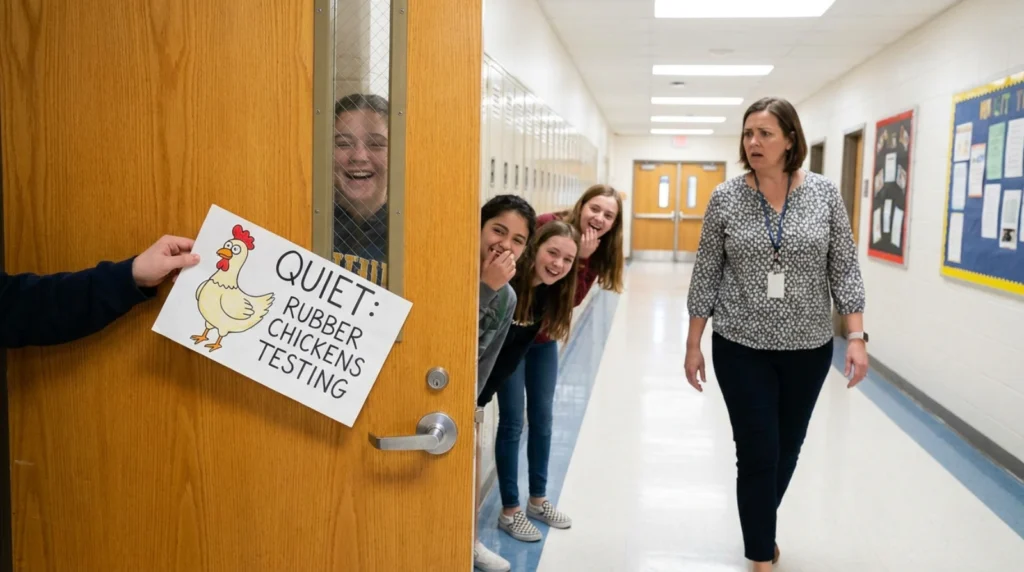 Silly School Humor Behind The Door